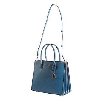 Túi Tote Michael Kors MK Mercer Large Pebbled Leather Accordion Tote Bag Màu Xanh Dương