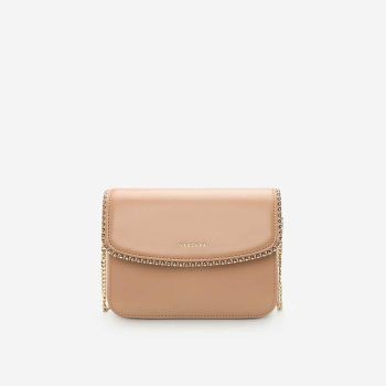 Túi Vascara Đeo Chéo Nắp Viền Đính Kim Loại - SHO 0131 - Màu Be