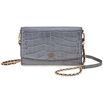 Túi Đeo Chéo Tory Burch Robinson Embossed Chain Wallet Màu Đen