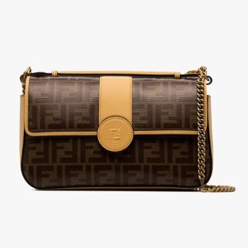 Túi Đeo Chéo Fendi Double F Logo Shoulder Bag Brown Màu Nâu
