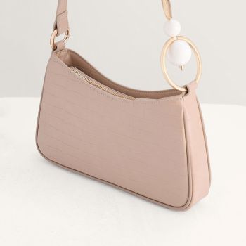 Túi Đeo Vai Pedro Acrylic Embellished Croc Effect PW2-75060035 Màu Hồng Nude