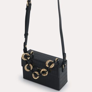 Túi Đeo Vai Pedro Croc-Effect Boxy Shoulder Bag PW2-75210105 Màu Đen
