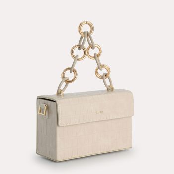 Túi Đeo Vai Pedro Croc-Effect Boxy Shoulder Bag PW2-75210105 Màu Trắng Kem