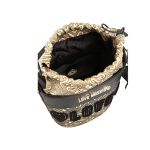 Túi Xách Love Moschino Signature Canvas And Eco Leather Bucket Bag Màu Đen Phối Be