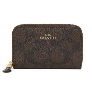 Ví Nữ Coach Zip Around Coin Case In Signature Canvas Màu Nâu