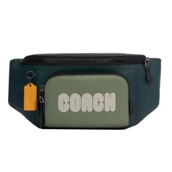 Túi Đeo Hông Nam Coach Track Belt Bag In Colorblock With Coach Patch Màu Xanh