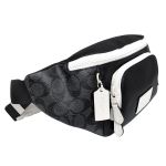 Túi Đeo Chéo Nam Coach C6651 Track Belt Bag In Signature Canvas In Charcoal Chalk Màu Đen Trắng