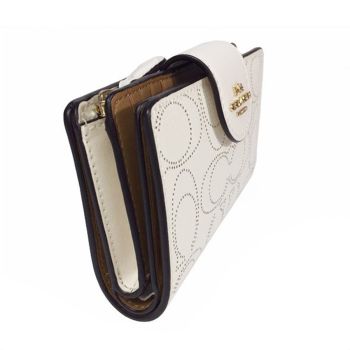 Ví Nữ Coach Medium Corner Zip Wallet In Signature Leather C4768 Màu Trắng