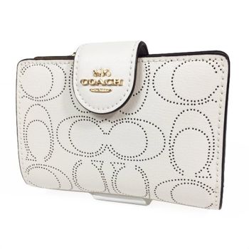 Ví Nữ Coach Medium Corner Zip Wallet In Signature Leather C4768 Màu Trắng