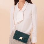 Túi Đeo Chéo Pedro Lizard-Effect Leather Envelope Shoulder Bag Màu Xanh Cổ Vịt