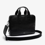 Cặp Xách Tay Lacoste Đựng Laptop Soft Mate Matte Full-Grain Leather Bag Màu Đen