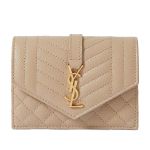 Ví Nữ Yves Saint Laurent YSL Envelope Quilted Textured-Leather Wallet Màu Beige