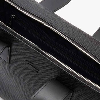 Túi Xách Đựng Máy Tính Lacoste Men's Chantaco Matte Piqué Leather Computer Bag NH2921CE Màu Đen