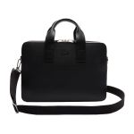 Túi Xách Đựng Máy Tính Lacoste Men's Chantaco Matte Piqué Leather Computer Bag NH2921CE Màu Đen
