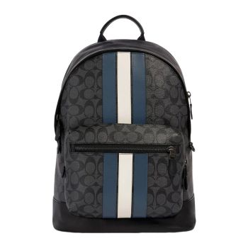 Balo Nam Coach West Backpack In Signature Canvas With Varsity Stripe 3001 Màu Đen