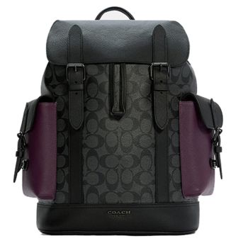 Balo Nam Coach Hudson Backpack In Colorblock Signature Canvas C5414 Màu Đen Tím