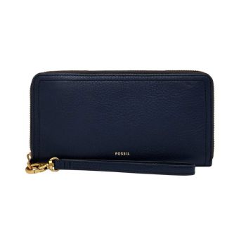 Ví Da Nữ Fossil Logan Clutch SL7831545 Khoá Kéo Màu Xanh Đen