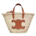 Túi Xách Nữ Celine Teen Triomphe Classic Panier In Palm Leaves And Calfskin Tan 194002EFA.04LU Màu Nâu Trắng