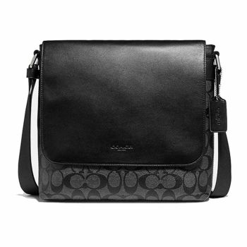 Túi Đeo Chéo Nam Coach Charles Small Messenger In Signature Canvas F54771 Màu Đen Xám