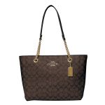 Túi Tote Nữ Coach Cammie Chain Tote In Signature Canvas C8148 Màu Nâu