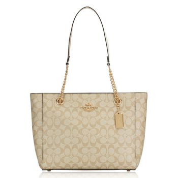 Túi Tote Nữ Coach Cammie Chain Tote In Signature Canvas C8148 Màu Khaki