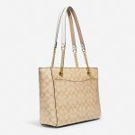 Túi Tote Nữ Coach Cammie Chain Tote In Signature Canvas C8148 Màu Khaki