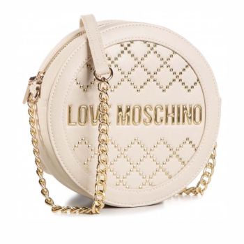 Túi Đeo Chéo Nữ Love Moschino Woven Gold Studs Shoulder Bag Synthetic Màu Trắng